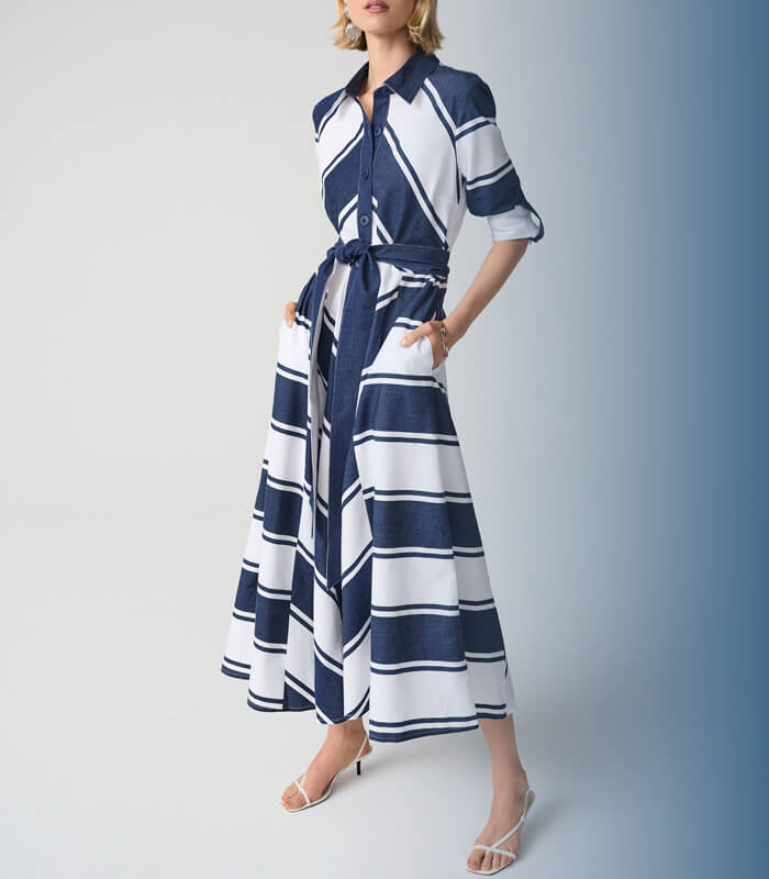 Joseph Ribkoff】カジュアルストライプマキシドレス☆IT261936 | WEAR