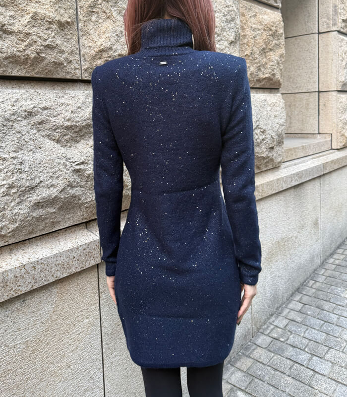 【GAUDI】タートルネックラメニットワンピース★IT521FD13011