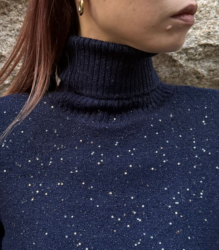 【GAUDI】タートルネックラメニットワンピース★IT521FD13011