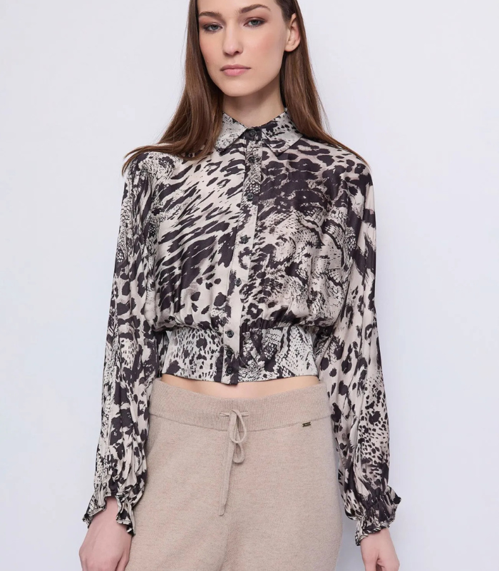 【GAUDI】アニマル柄フェミニンショート丈ブラウス★IT521FD45028