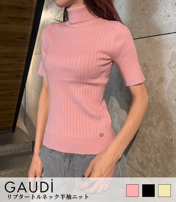 【GAUDI】リブタートルネック半袖ニット★IT621BD53009
