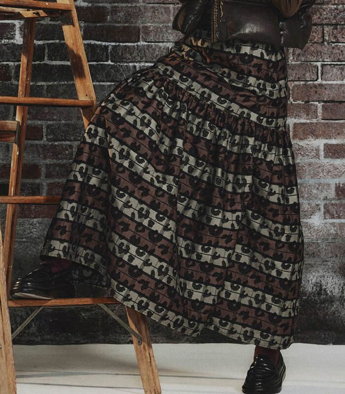 【DOUBLE STANDARD CLOTHING 】ヒョウ柄ボーダースカート★☆0202-450-253