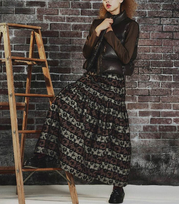 【DOUBLE STANDARD CLOTHING 】ヒョウ柄ボーダースカート★☆0202-450-253