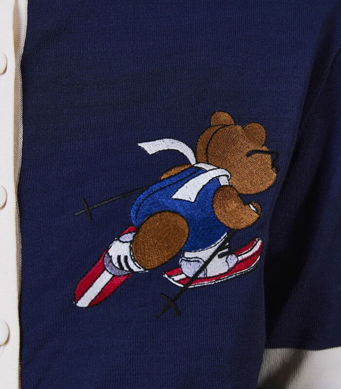 【DOUBLE STANDARD CLOTHING 】コイルヤーン ベアロゴカーディガン★0209-470-253