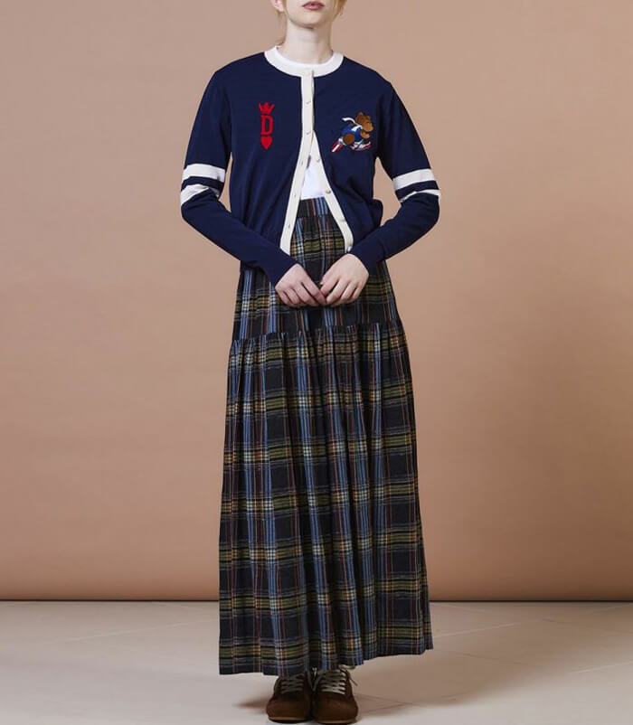 【DOUBLE STANDARD CLOTHING 】コイルヤーン ベアロゴカーディガン★0209-470-253