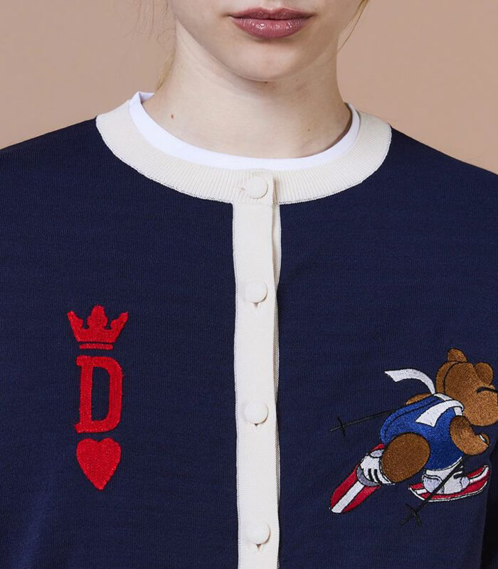 【DOUBLE STANDARD CLOTHING 】コイルヤーン ベアロゴカーディガン★0209-470-253