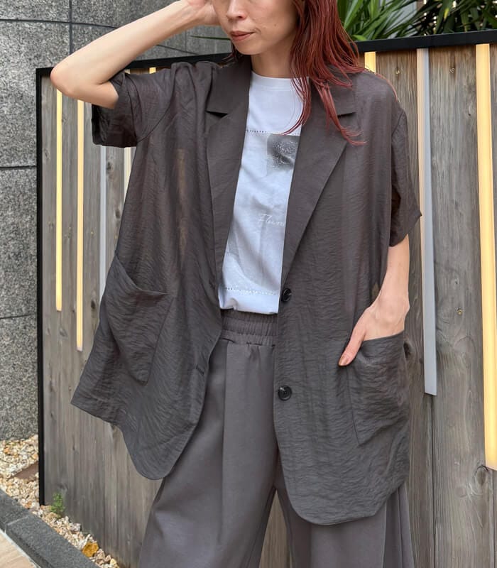 【SALE】【DESERT ROSE】シアーナチュラル半袖テーラードジャケット▼☆DSJK-1