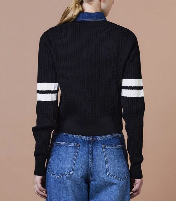 DOUBLE STANDARD CLOTHING デニムドッキングニット黒38 DOUBLE STANDARD CLOTHING 】ドッキングデニムニット☆0209-540