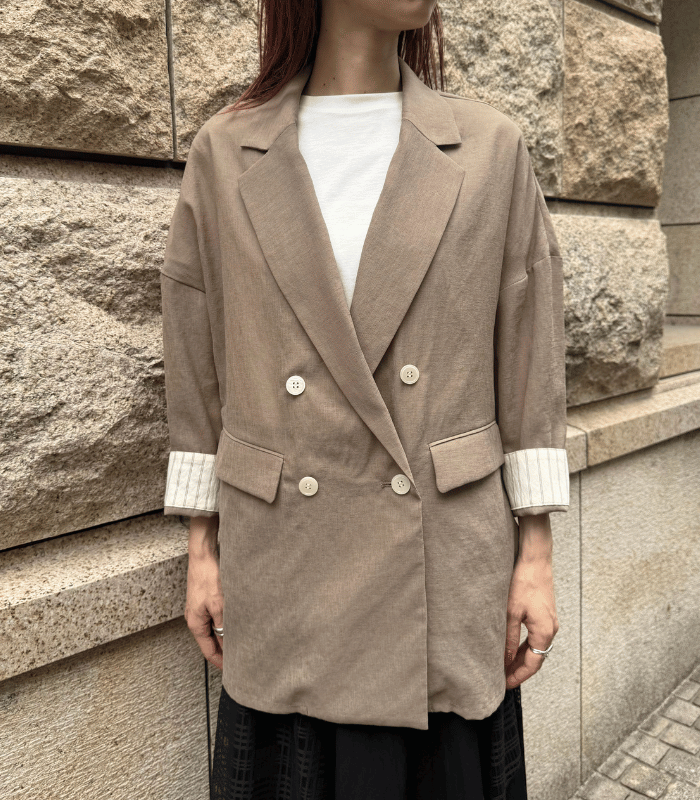 LUGIVA】麻ライク合繊ダブルテーラードジャケット☆202698 | WEAR
