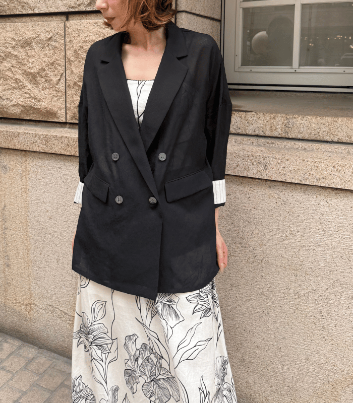 LUGIVA】麻ライク合繊ダブルテーラードジャケット☆202698 | WEAR