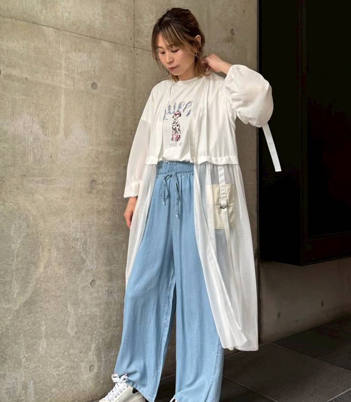 【GALENA】チュール切替ロングカーディガン★☆70050-3119