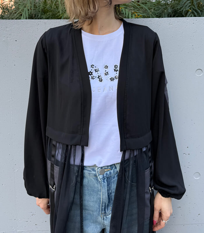 【GALENA】チュール切替ロングカーディガン★☆70050-3119