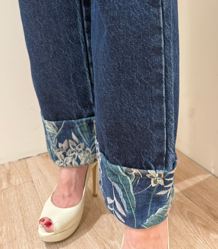 【RINASCIMENTO】ボタニカルポイントデニムパンツ★ITRIN127475