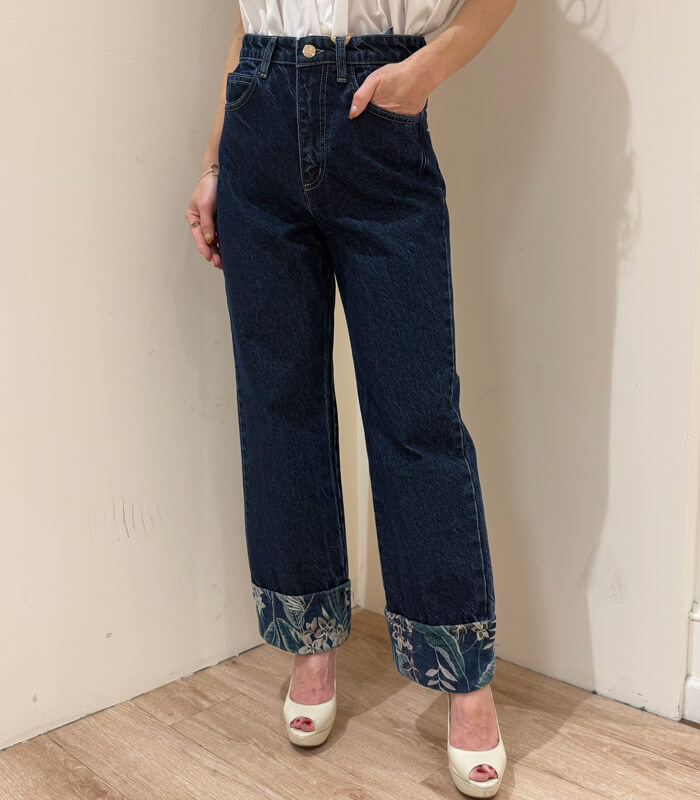 【RINASCIMENTO】ボタニカルポイントデニムパンツ★ITRIN127475