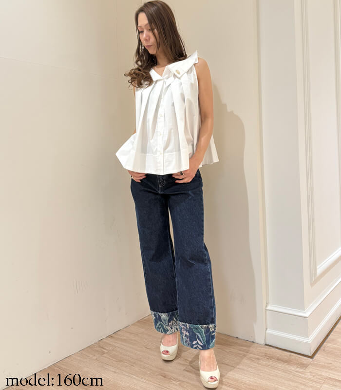 【RINASCIMENTO】ボタニカルポイントデニムパンツ★ITRIN127475