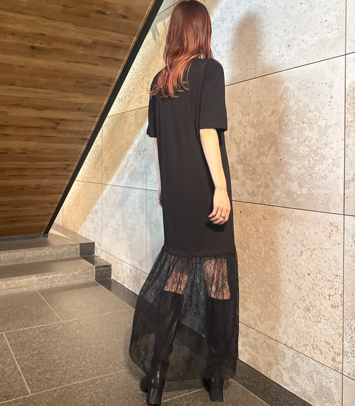 【RINASCIMENTO】レース切替半袖カットソーマキシワンピース★ITRIN129933