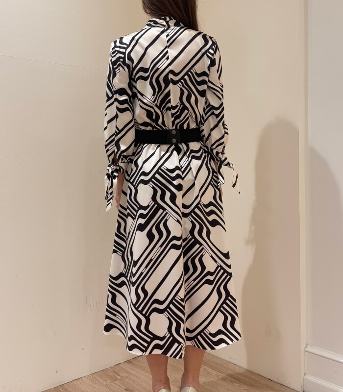 【RINASCIMENTO】幾何学柄ベルト付きカシュクールワンピース★☆ITRIN127842