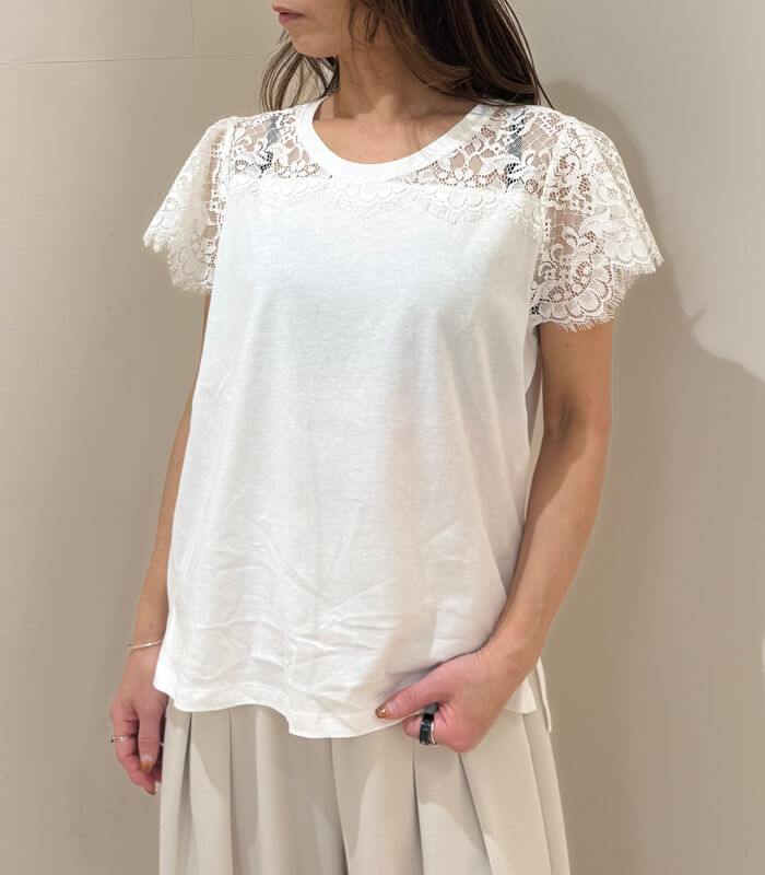 【RINASCIMENTO】リバーレースTシャツ★ITRIN128087