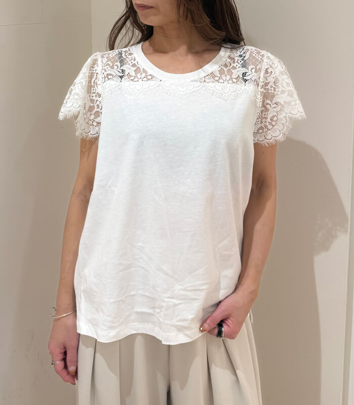 【RINASCIMENTO】リバーレースTシャツ★ITRIN128087