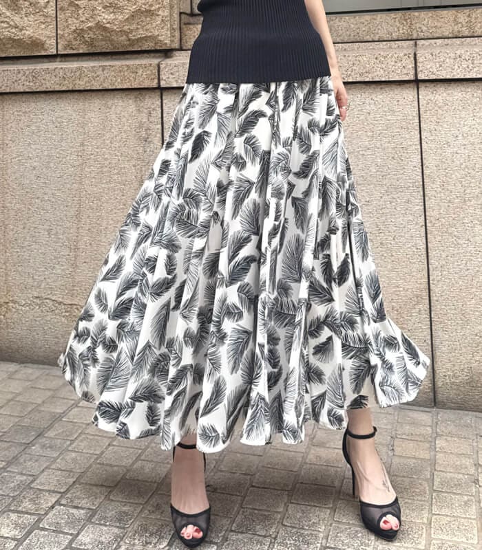 MoNiLE】モノクロリーフフレアスカート☆IT002956 | WEAR,スカート