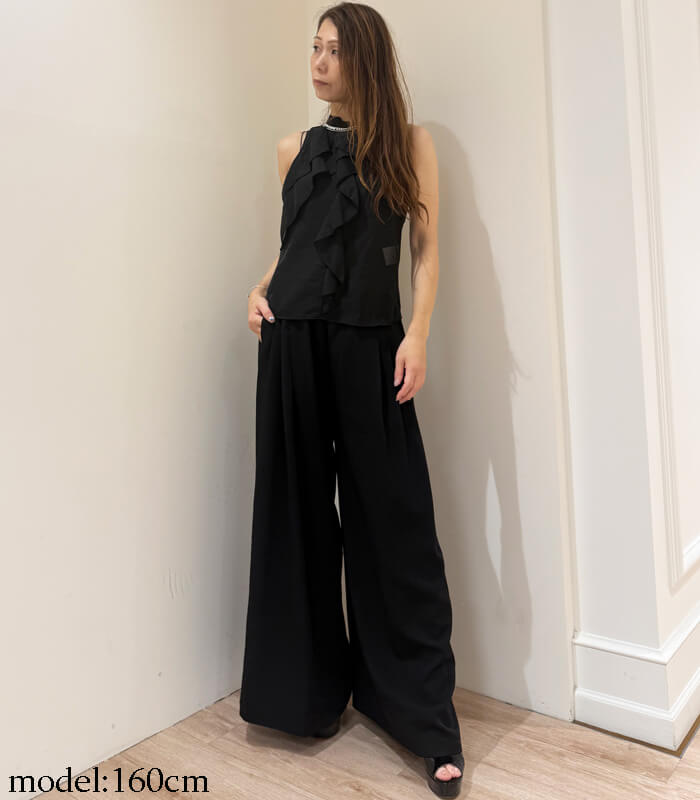 【SALE】【RINASCIMENTO】ネックビジューポイントフリルノースリTOPS▼ITRIN20349