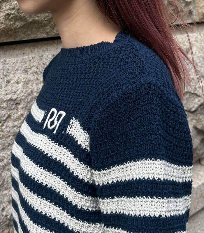 【SALE】【RINASCIMENTO】裏編みナヴァルボーダーニットTOPS■ITRIN12200