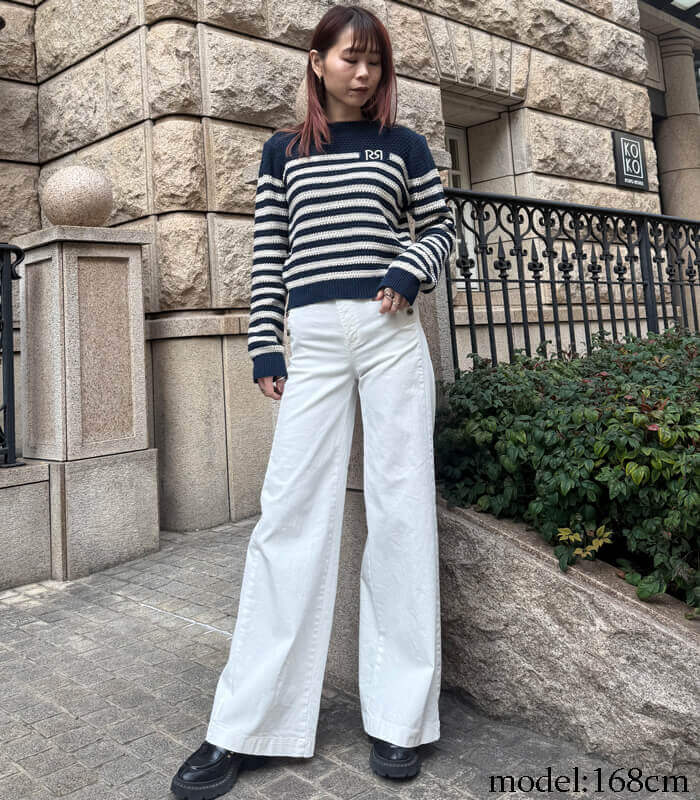 【SALE】【RINASCIMENTO】裏編みナヴァルボーダーニットTOPS■ITRIN12200