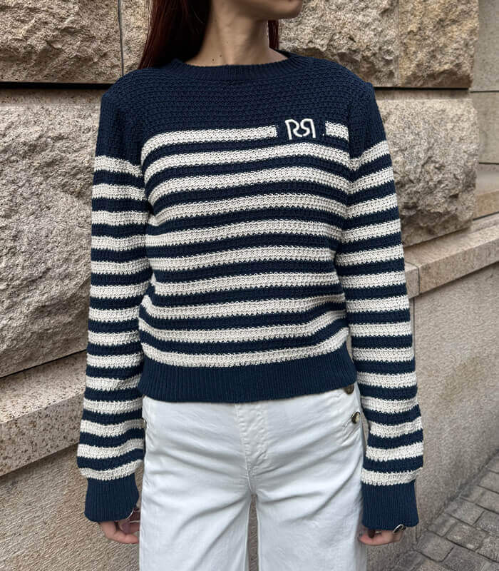 【SALE】【RINASCIMENTO】裏編みナヴァルボーダーニットTOPS■ITRIN12200
