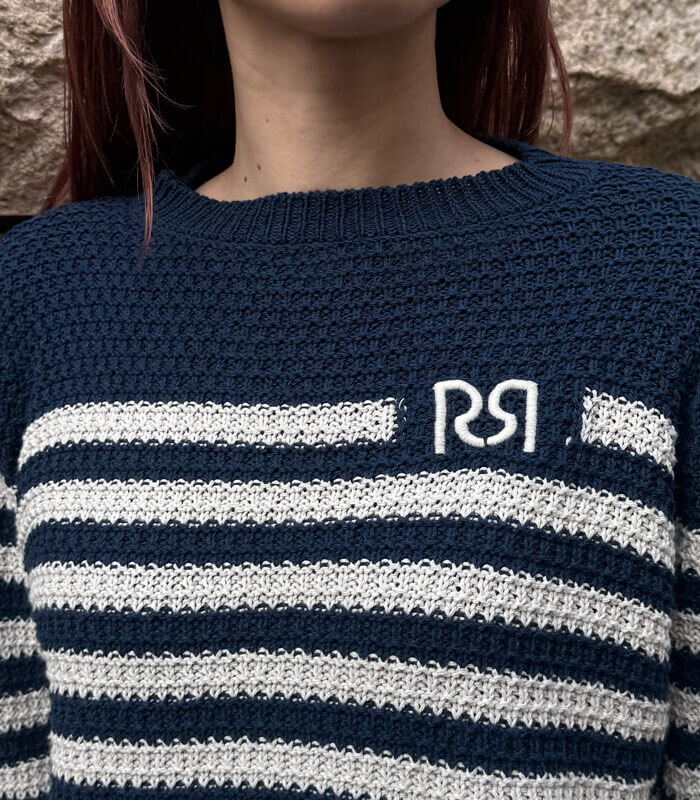 【SALE】【RINASCIMENTO】裏編みナヴァルボーダーニットTOPS■ITRIN12200