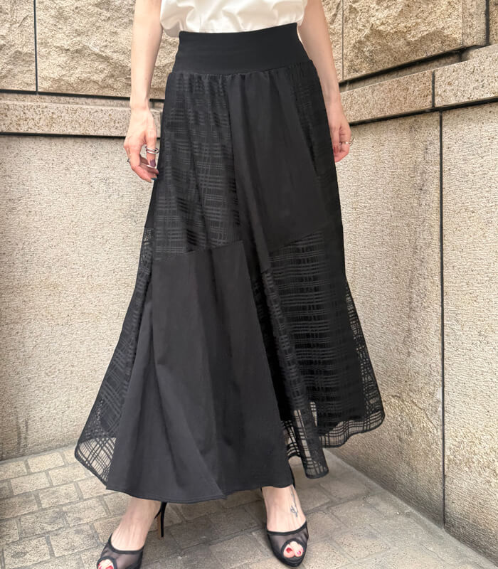 MoNiLE】チェック&無地切替ロングスカート☆2961 | WEAR,スカート