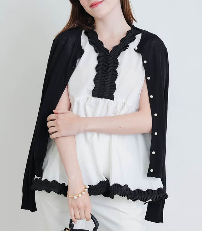 【PICCIN PERLA】接触冷感UVカットパールボタンシアーカーディガン★☆908590