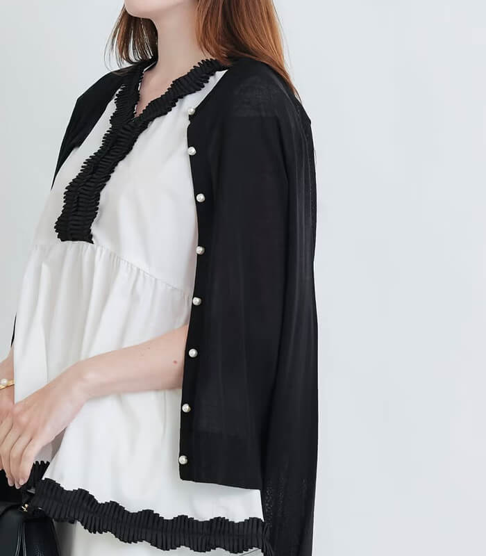 【PICCIN PERLA】接触冷感UVカットパールボタンシアーカーディガン★☆908590