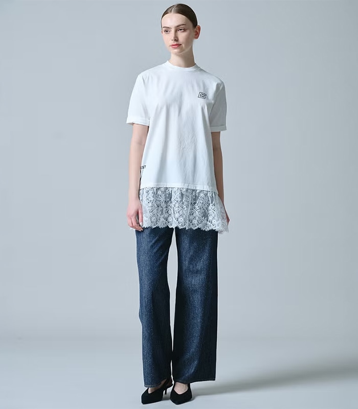 【DOUBLE STANDARD CLOTHING】天竺ドッキングレースTシャツ★☆0208-140-263