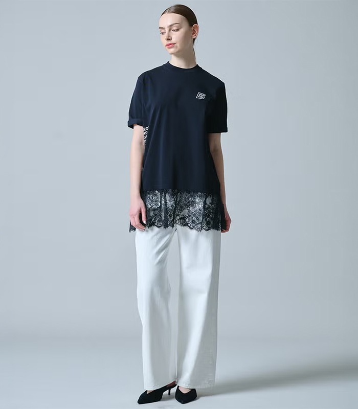 【DOUBLE STANDARD CLOTHING】天竺ドッキングレースTシャツ★☆0208-140-263