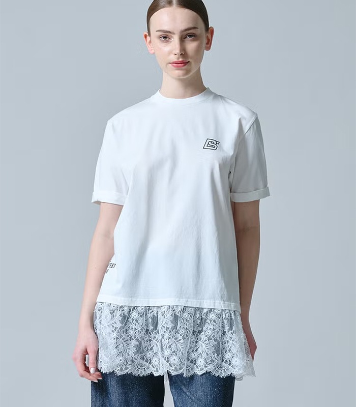 【DOUBLE STANDARD CLOTHING】天竺ドッキングレースTシャツ★☆0208-140-263