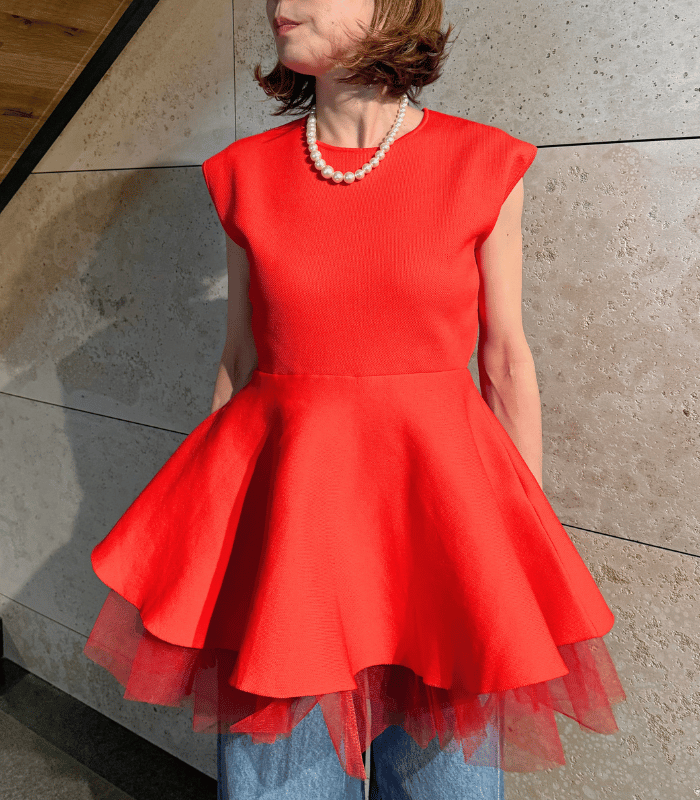 【Adonisis】チュール切替ペプラムトップス★260218