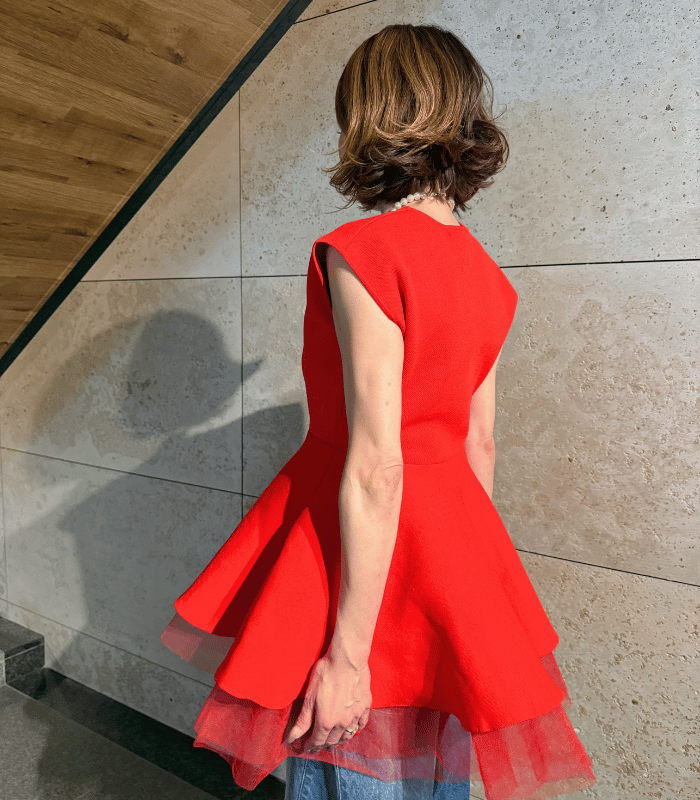 【Adonisis】チュール切替ペプラムトップス★260218