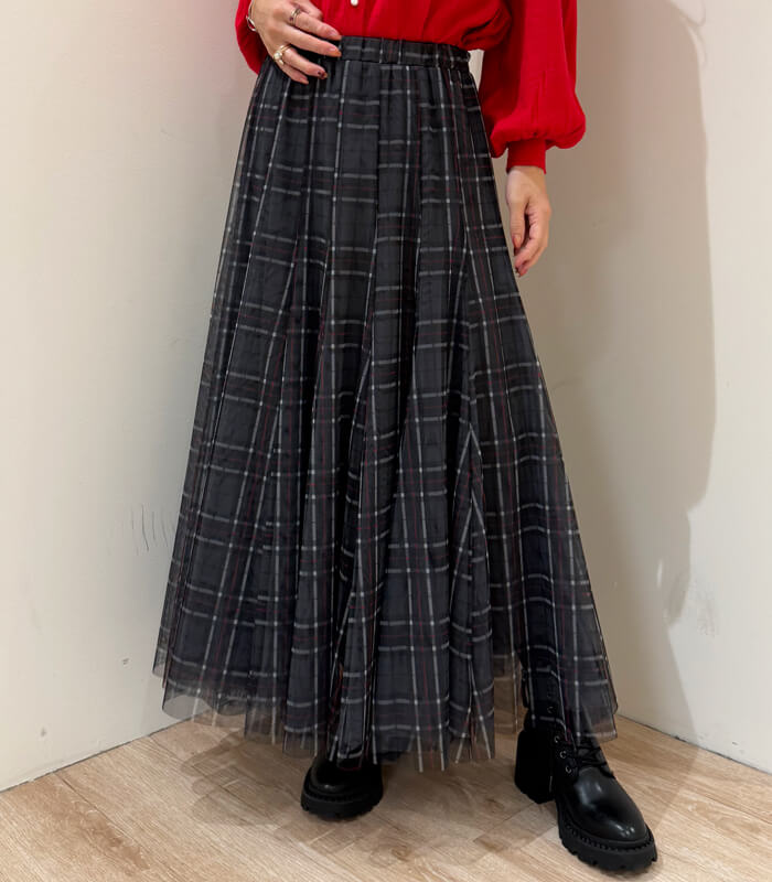 TRANOI】チェックチュールスカート214R515 | WEAR,スカート | DESERT ROSE