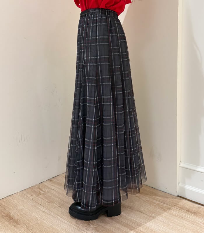 TRANOI】チェックチュールスカート214R515 | WEAR,スカート