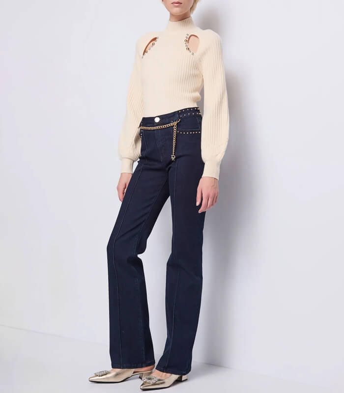 【SALE】【DENNY ROSE】スタッズポイントカットアウトハイネックニット■IT521DD53008