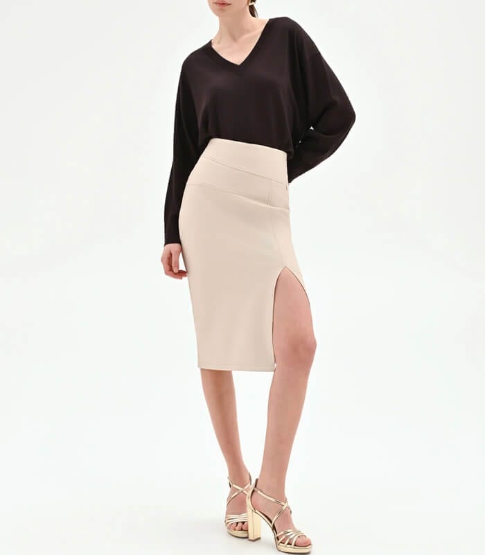 【RINASCIMENTO】フェイクレザータイトスカート★ITRIN127468