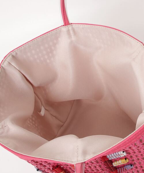 【a-jolie/アジョリー】メッセージロゴ刺繍カゴ編み風インバッグ付きトートバッグ★☆AJ-674