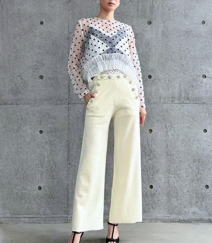 【Adonisis】フロッキードットレイヤードオーガンジーTOP★☆250316