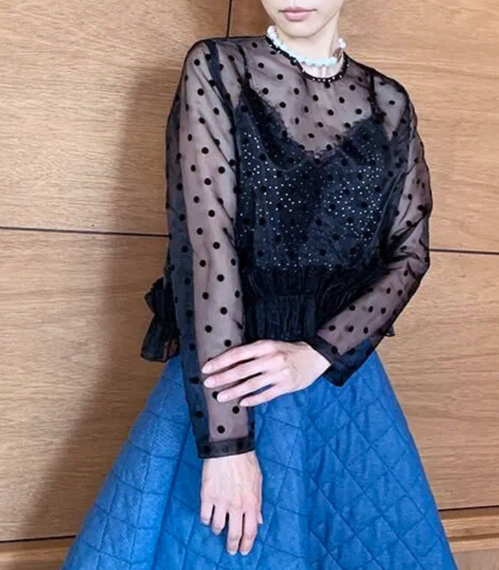 【Adonisis】フロッキードットレイヤードオーガンジーTOP★☆250316