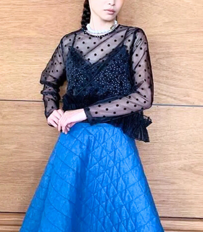 【Adonisis】フロッキードットレイヤードオーガンジーTOP★☆250316