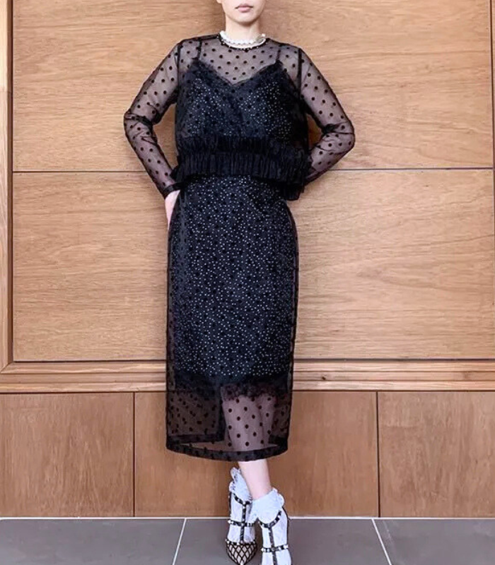 【Adonisis】フロッキードットレイヤードオーガンジーTOP★☆250316