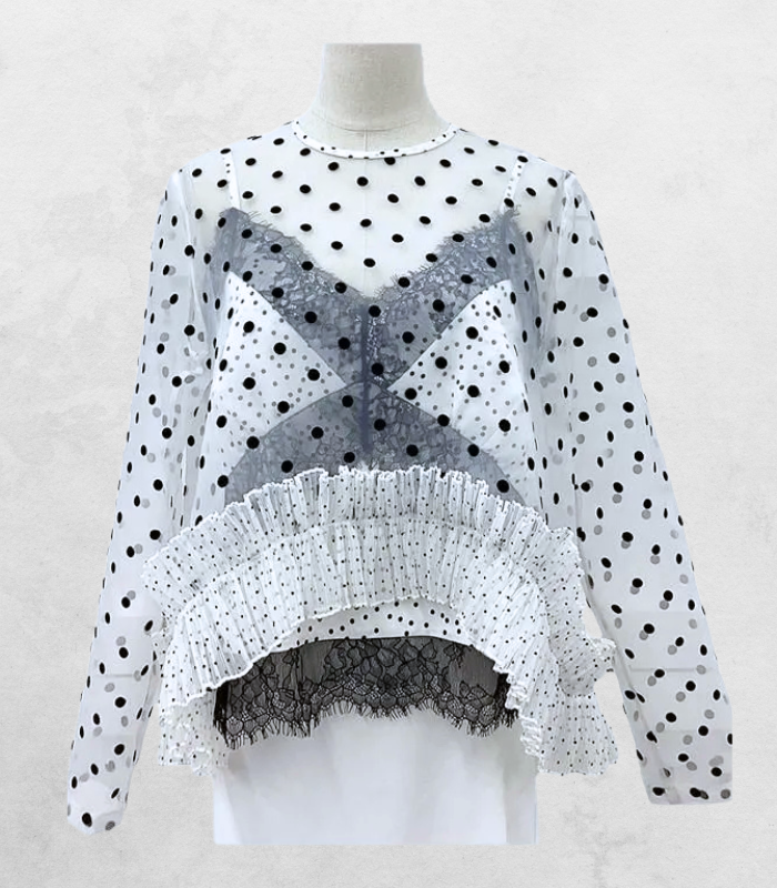 【Adonisis】フロッキードットレイヤードオーガンジーTOP★☆250316