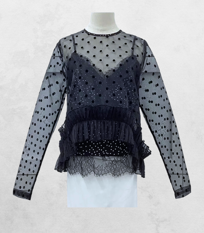 【Adonisis】フロッキードットレイヤードオーガンジーTOP★☆250316