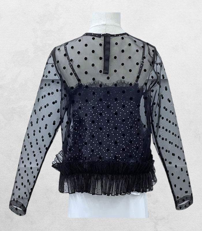 【Adonisis】フロッキードットレイヤードオーガンジーTOP★☆250316