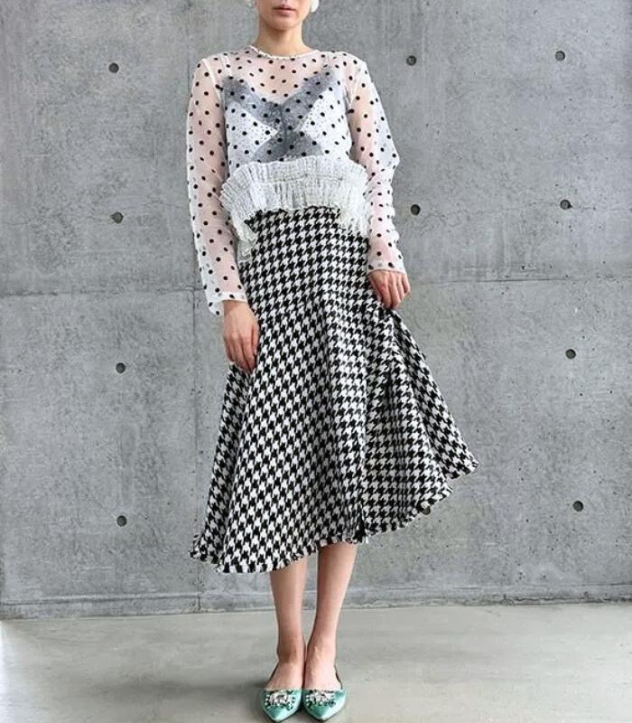 【Adonisis】フロッキードットレイヤードオーガンジーTOP★☆250316